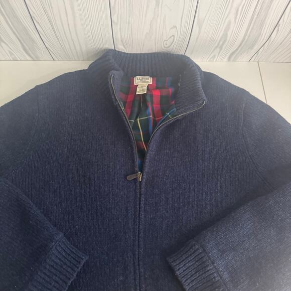 L.L. Bean Other - Men's L.L.Bean Classic Ragg Wool Sweater Full-Zip Flannel-Lined Navy XXL Tall